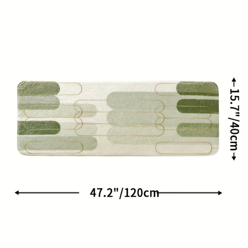 Feblilac Green Geometric-patternt Bedroom Rug Long Runner - view 2