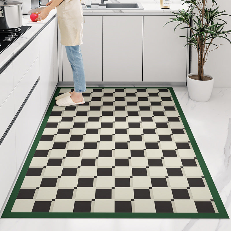 Feblilac Vintage Black and White Checkerboard Leather Door Mat