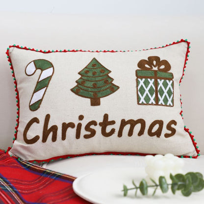 Christmas Pillow Cushion, Pine Tree Snowman Holiday Decoration, Throw Pillow