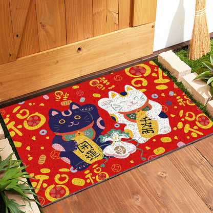 Feblilac Lucky Cat PVC Coil Door Mat