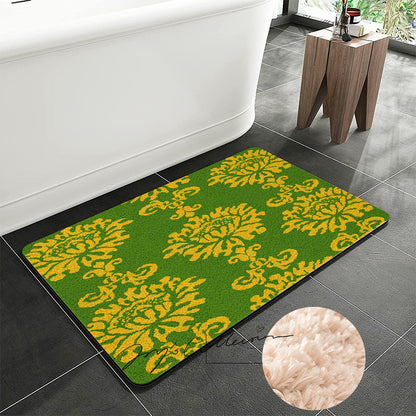 Feblilac Baroque Style One Big Flower Tufted Bath Mat