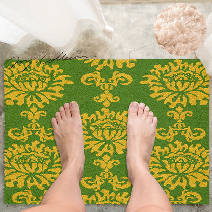 Feblilac Baroque Style One Big Flower Tufted Bath Mat