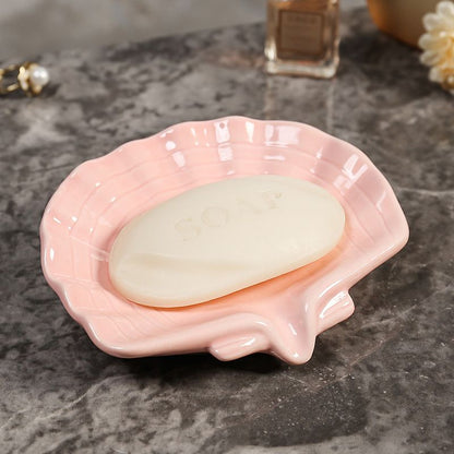 Feblilac Light Luxury Shell Soap Box for Bathroom