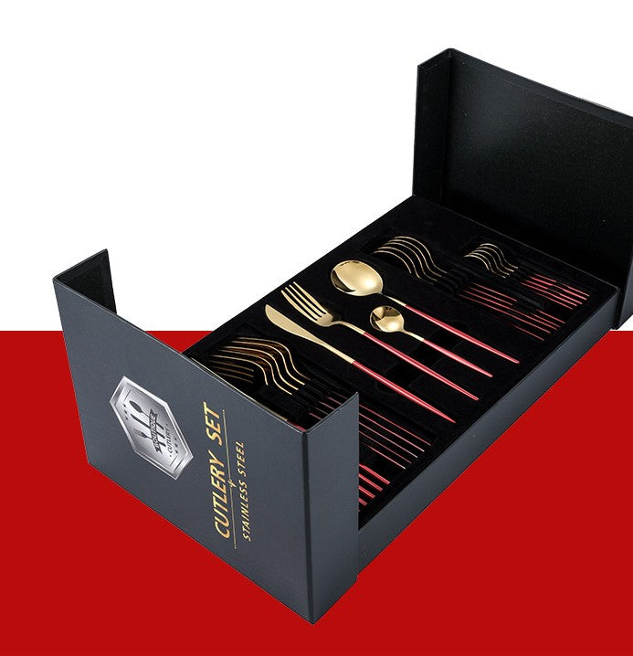 Feblilac Stainless Steel Dinnerware Knife and Fork Spoon 24pcs Set - view 30