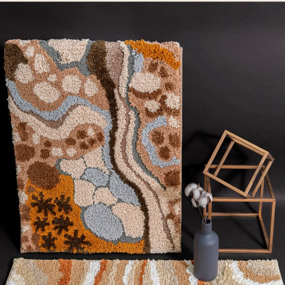 Feblilac Geometric Glass Water Flow Totem and Rose Tufted Bath Mat - view 2