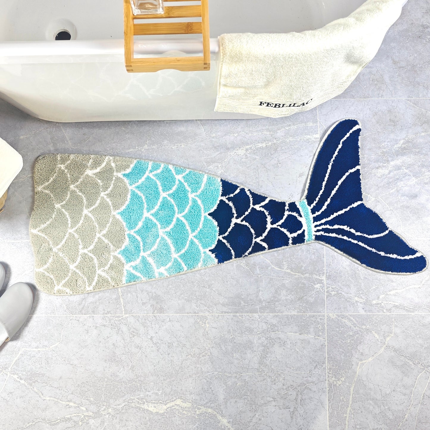 Feblilac Cute Blue Mermaid Bedroom Mat Mom‘s Day Gift