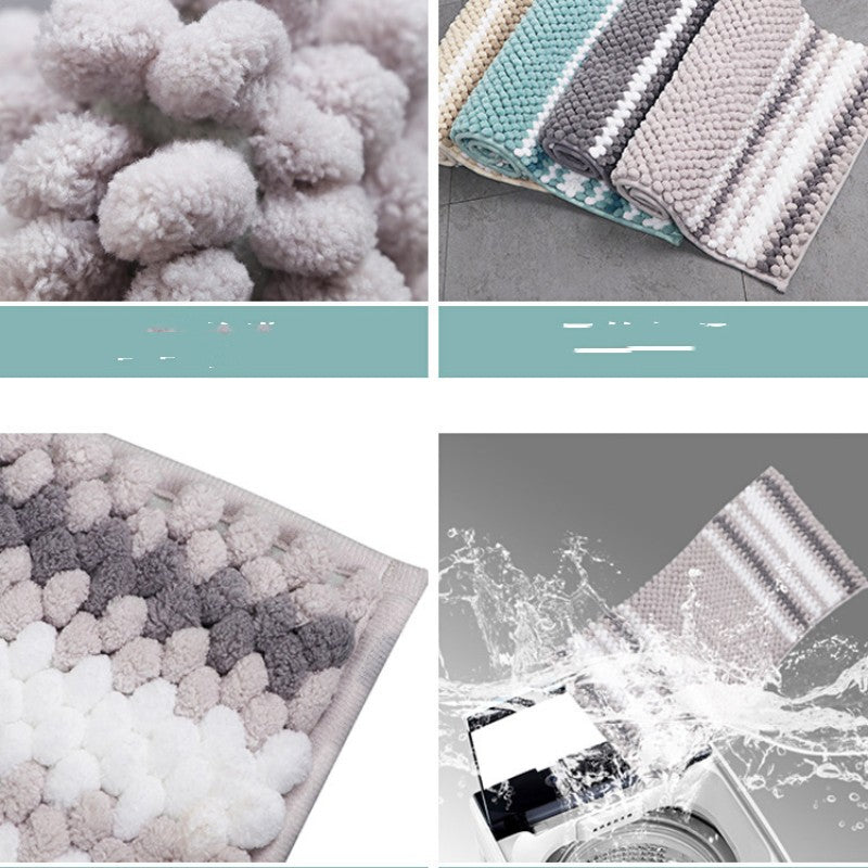 Feblilac Stripe Chenille Non-Slip Microfiber Shag Bathroom Rug Mat - view 4