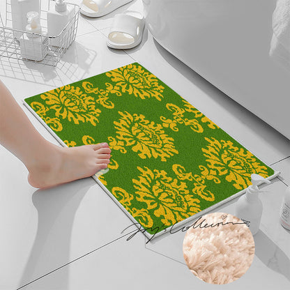 Feblilac Baroque Style One Big Flower Tufted Bath Mat