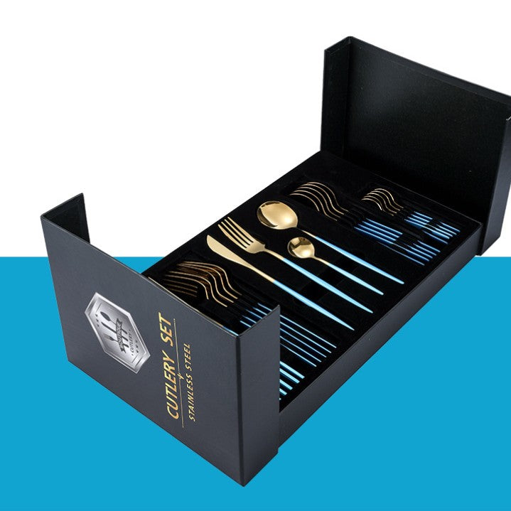Feblilac Stainless Steel Dinnerware Knife and Fork Spoon 24pcs Set - view 32