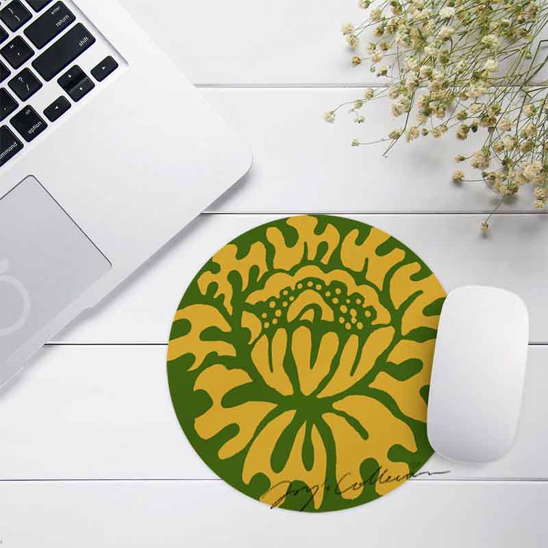 Feblilac Round Baroque Style One Big Flower Mouse Pad - view 2