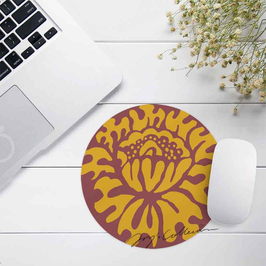 Feblilac Round Baroque Style One Big Flower Mouse Pad