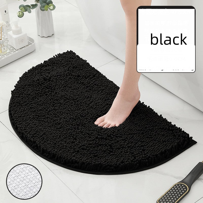 Feblilac Semi-Circular Solid Chenille Non-Slip Microfiber Shag Bathroom Rug Mat - view 6