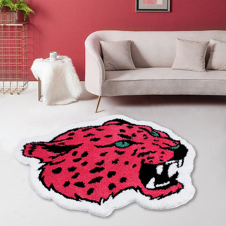 Cute Pink Leopard Head Mat for Bedroom Bathroom Living Room