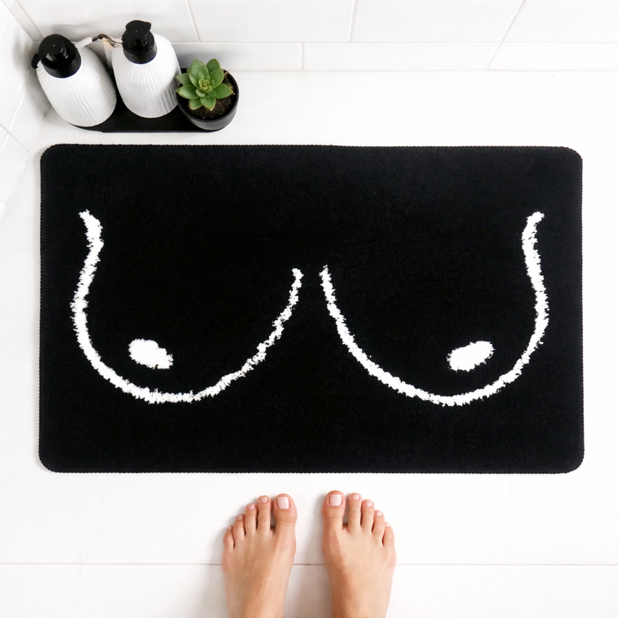 Feblilac Black and White Boobs Tufted Bath Mat