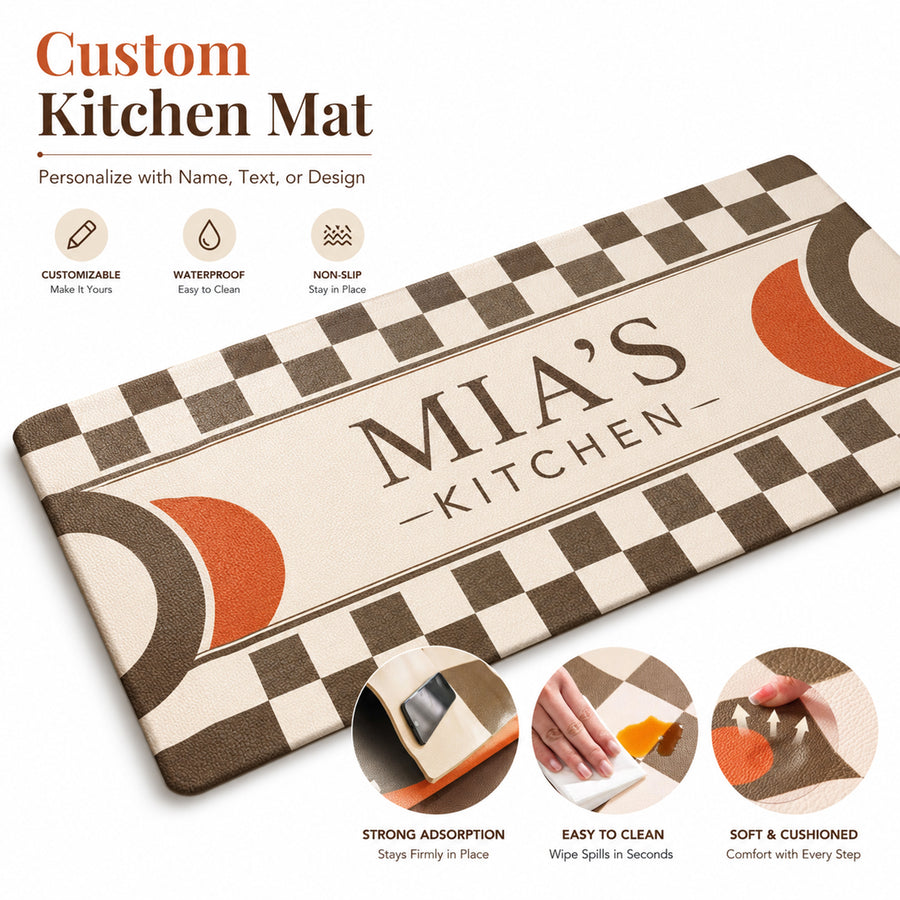 Feblilac Custom PVC Kitchen Mat – Personalized Waterproof 6mm Anti-Fatigue Mat - view 2