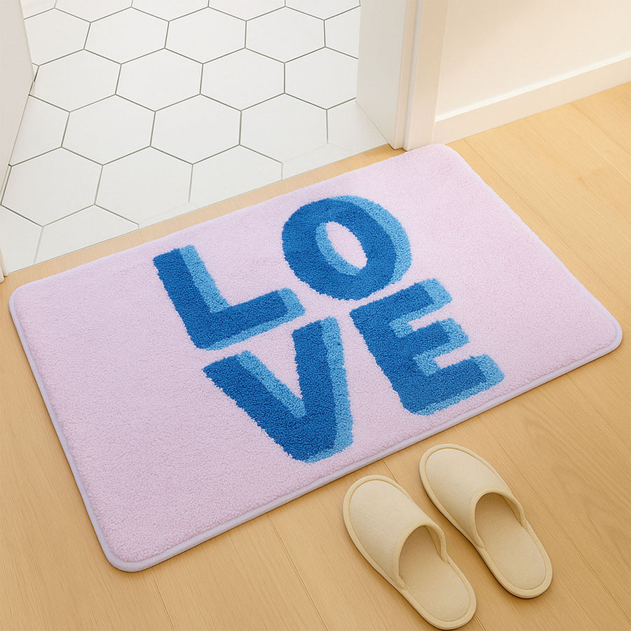 Feblilac LOVE Pink Tufted Bath Mat – Soft, Absorbent & Non-Slip Rug for Bathroom Decor - view 2