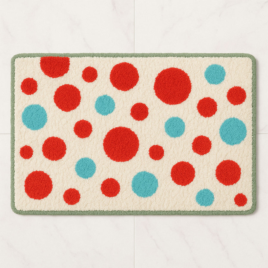 Feblilac Red and Blue Polka Dot Tufted Bath Mat - view 2
