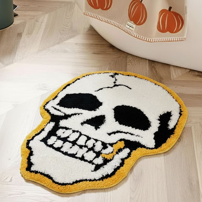 Feblilac Skull Tufted Bath Mat Funny Halloween Non-slip Bathroom Rug