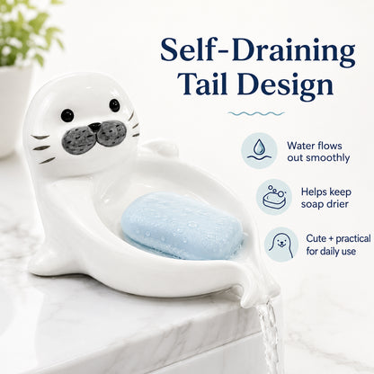 Feblilac Sea Lion Ceramic Soap Holder