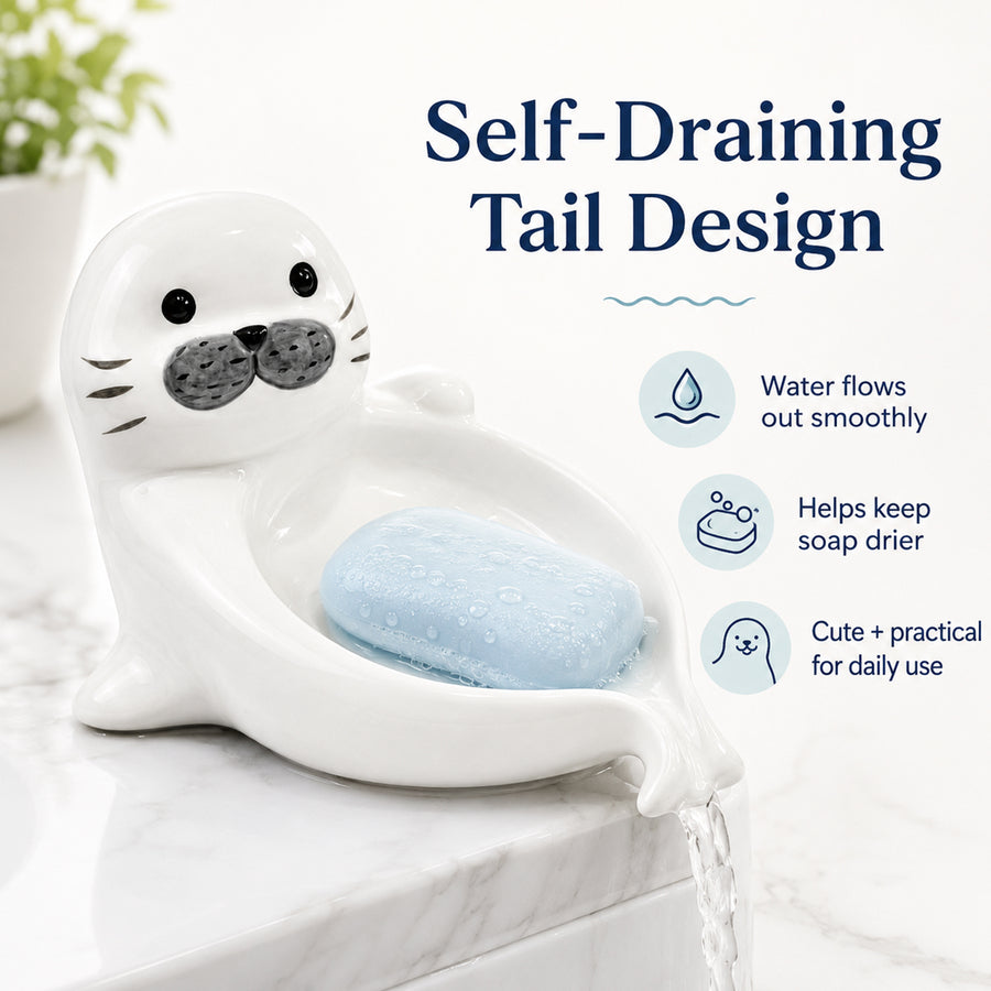 Feblilac Sea Lion Ceramic Soap Holder - view 2