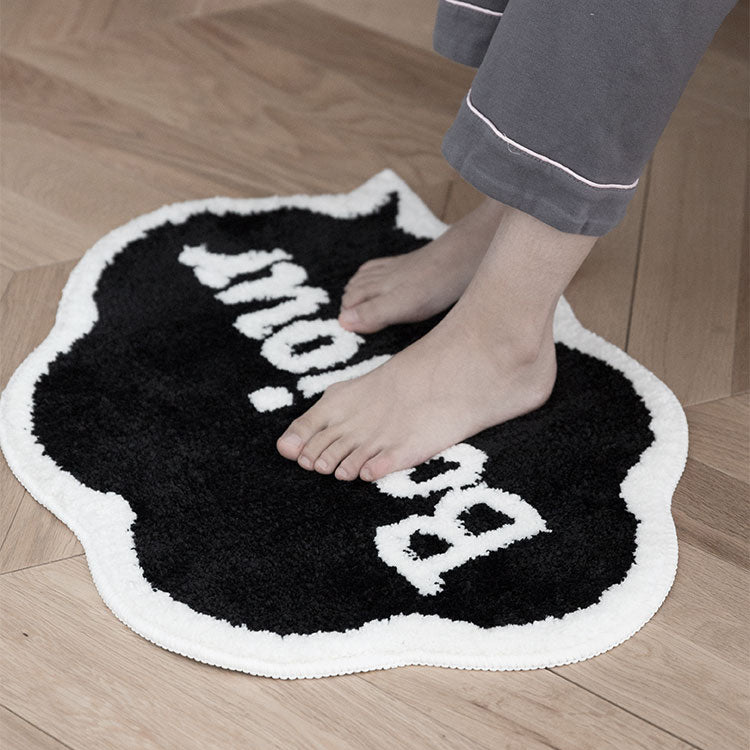Feblilac Cute Black and White Bonjour Bath Mat, Hello Bathroom Rug - view 4