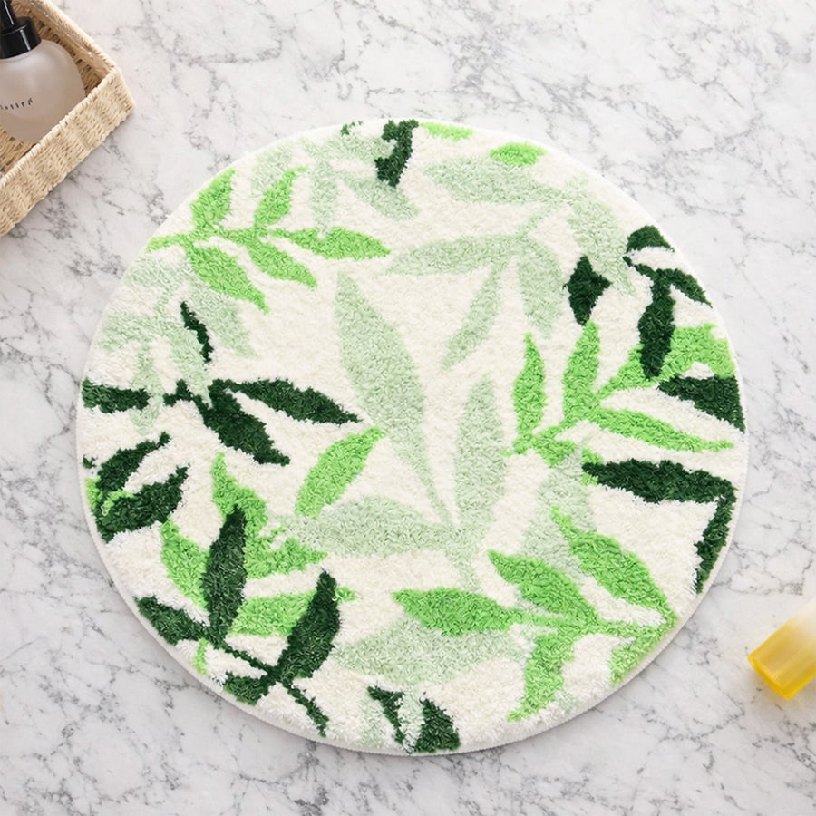 Feblilac Round Green Leaves Tufted Bath Mat Mom‘s Day Gift - view 2