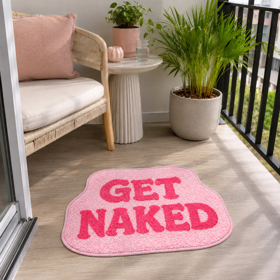 Feblilac Soft Pink “GET NAKED” Tufted Bath Mat – 50x70cm Non-Slip Bathroom Rug - view 2