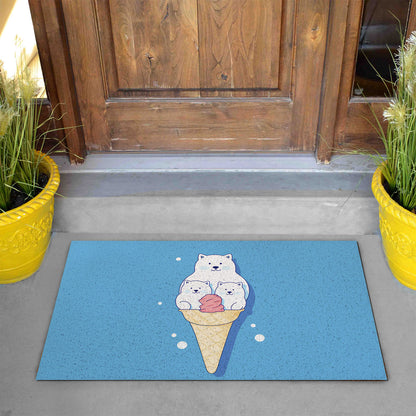 Feblilac White Polar Bear Ice Cream PVC Coil Door Mat