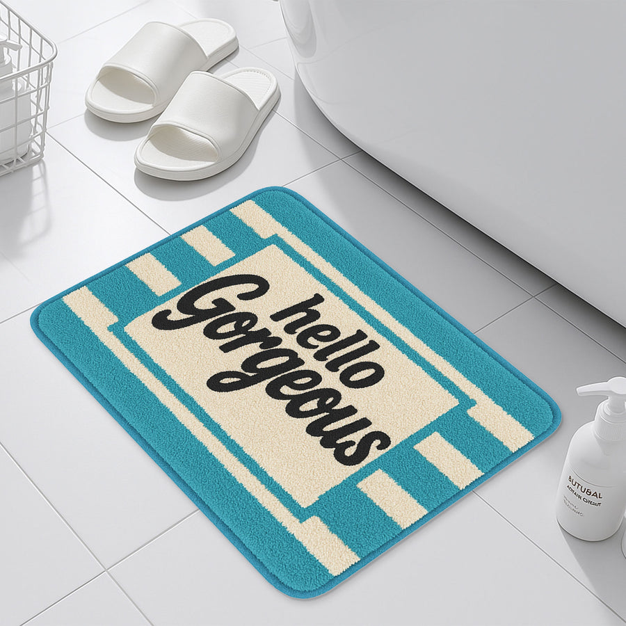 Feblilac Hello Gorgeous Blue Stripes Bath Mat - view 2