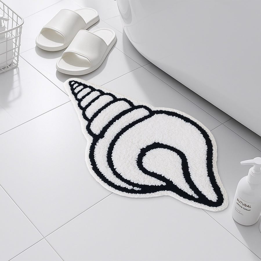 Feblilac Conch Shell Tufted Bath Mat – Unique Ocean-Inspired Shape, Soft & Minimalist Bathroom Rug - view 3
