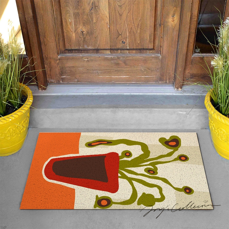 Feblilac Red Vase and Green Plant PVC Coil Door Mat - view 2