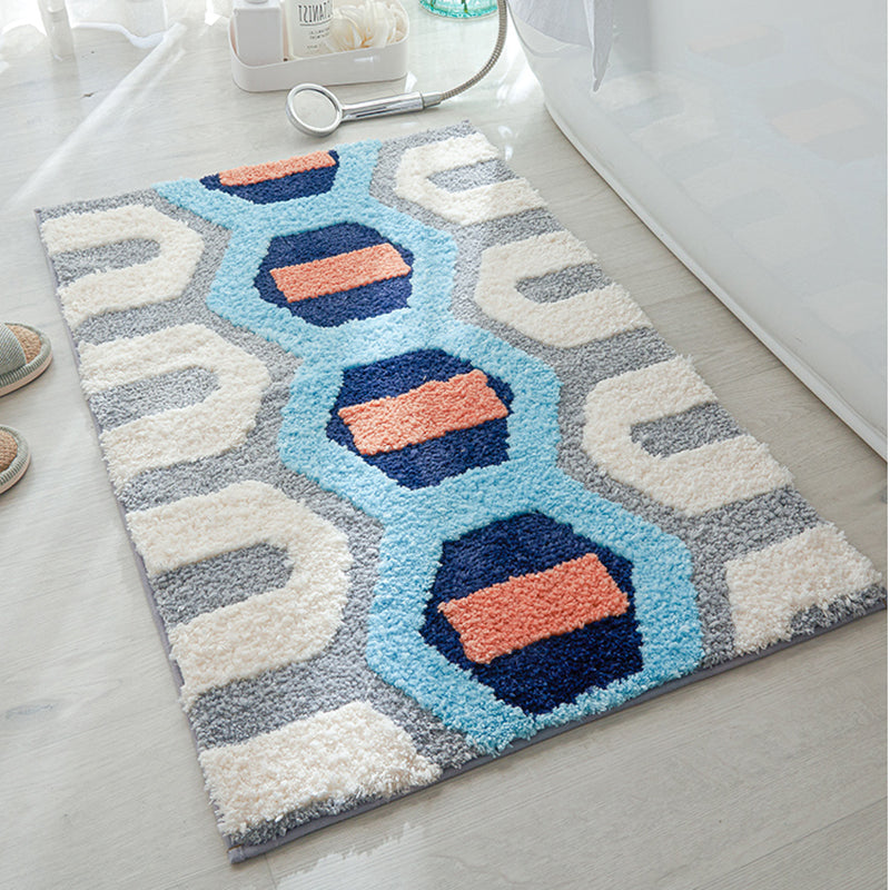 Feblilac Blue Abstract pattern Bath Mat - view 2