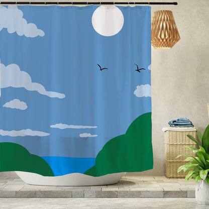 Feblilac Path to the Beach Shower Curtain with Hooks