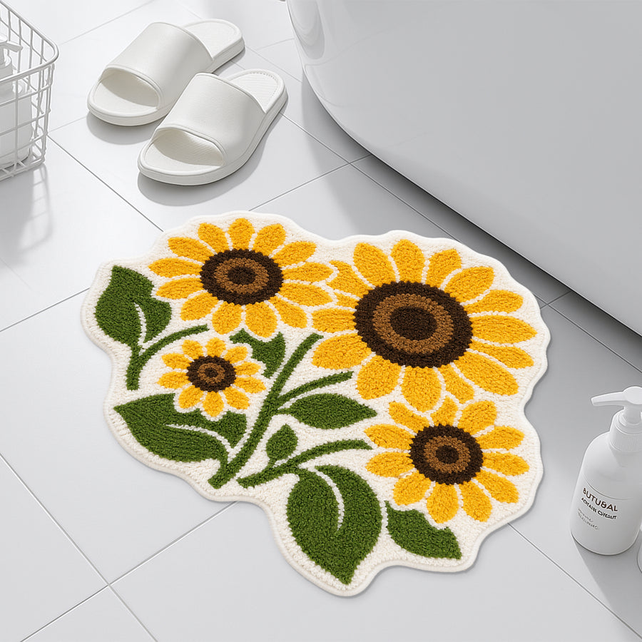 Feblilac Sunflower Shaped Tufted Bath Mat - view 2