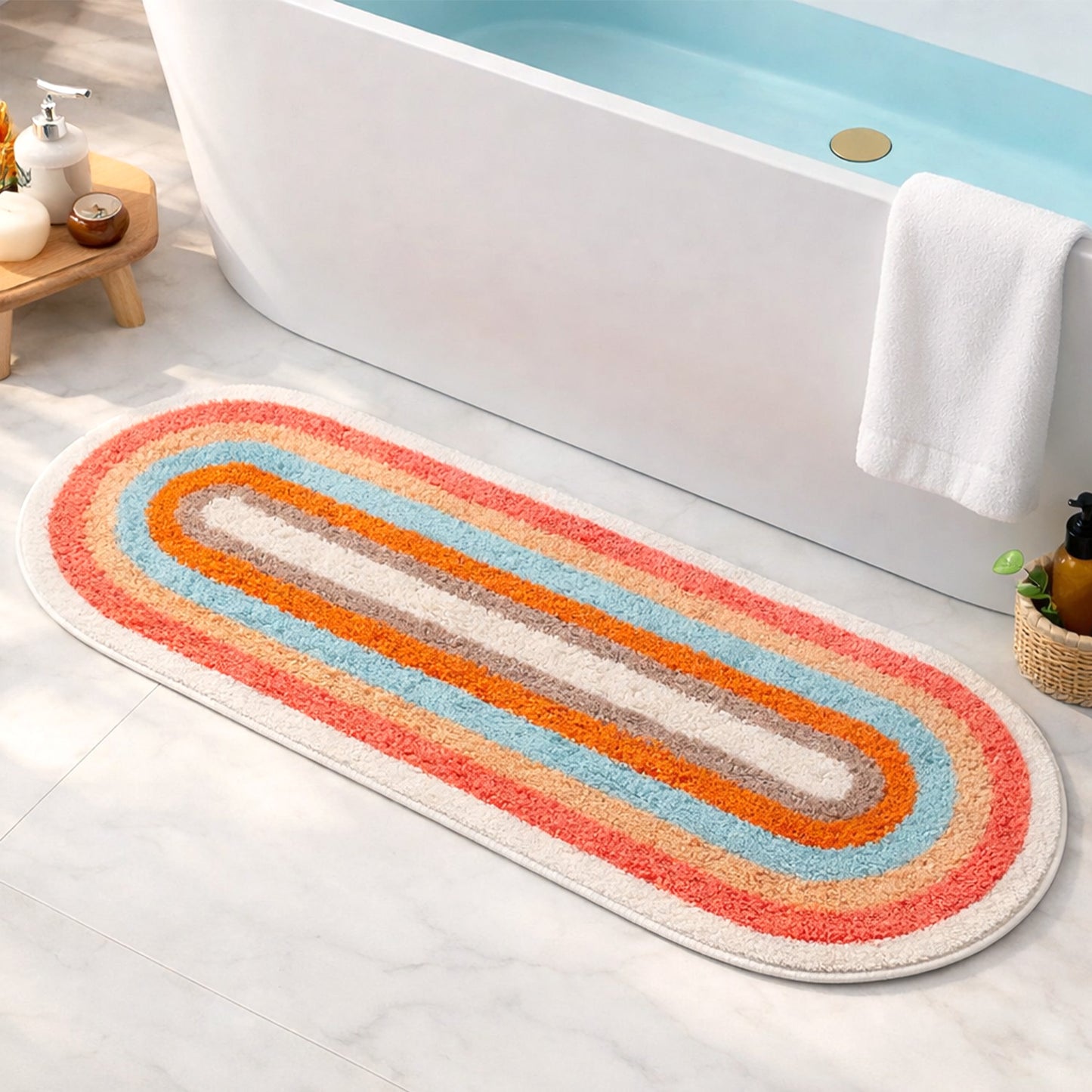 Feblilac Rainbow Runway Bedroom Mat