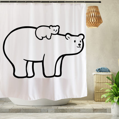 Feblilac Polar Bear Mother and Child Shower Curtain with Hooks