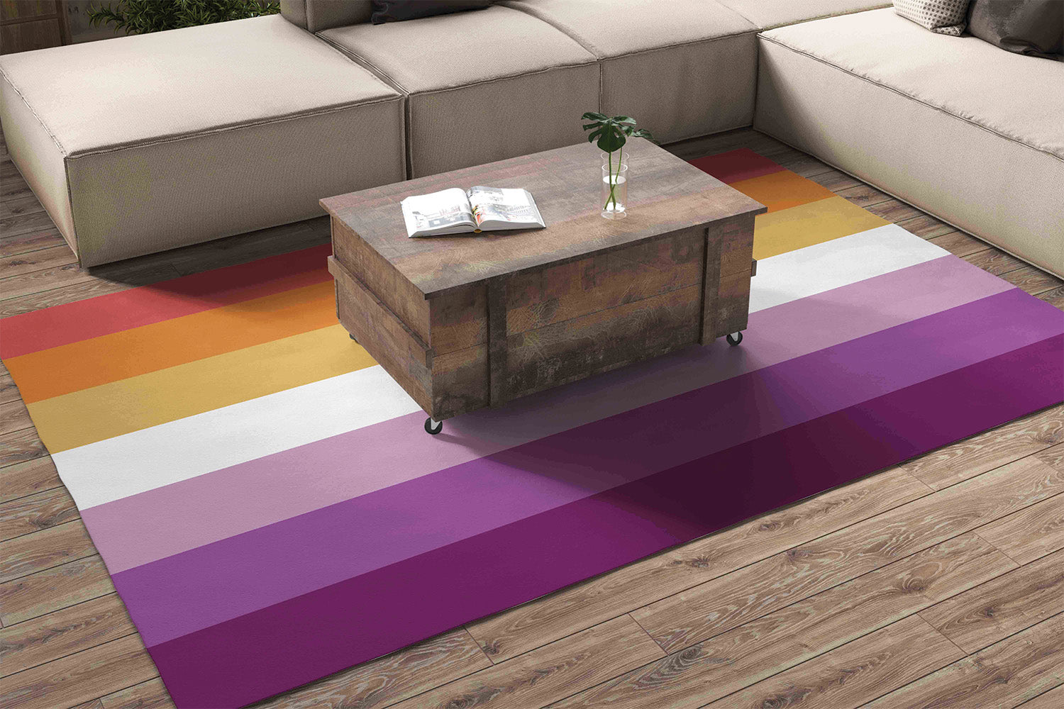 Feblilac Purple and Red LGBT Flag Handmade Tufted Acrylic Livingroom Carpet Area Rug