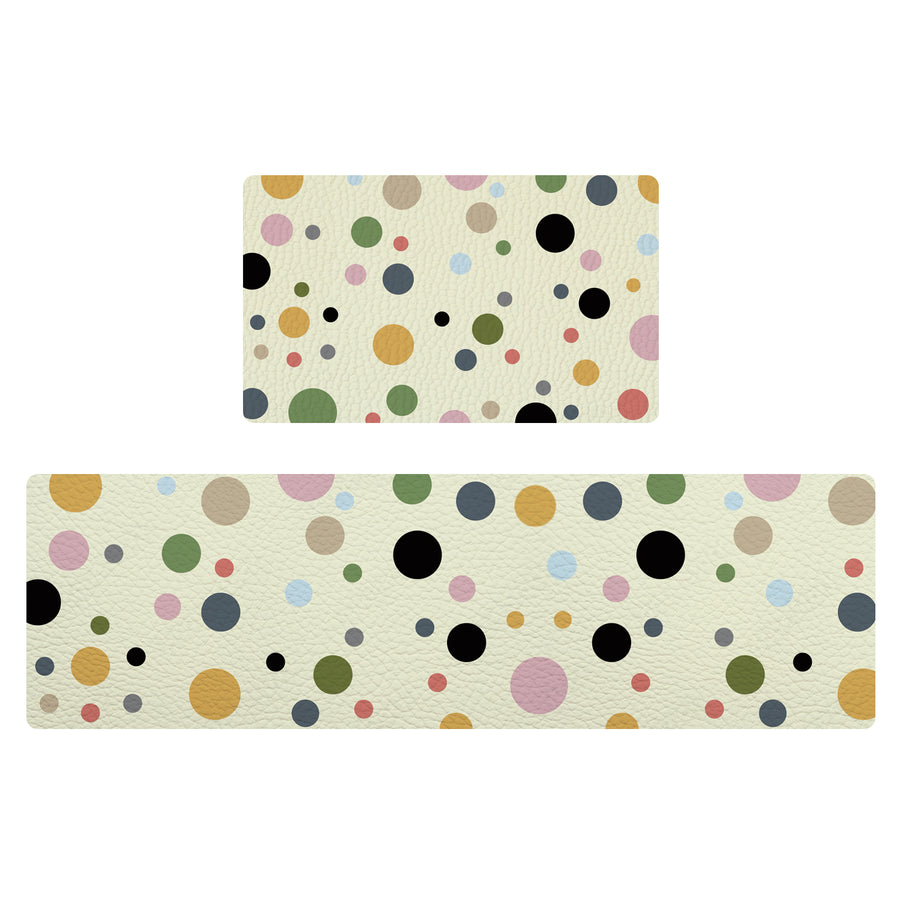 Feblilac Colorful Polka Dots PVC Leather Kitchen Mat - view 2