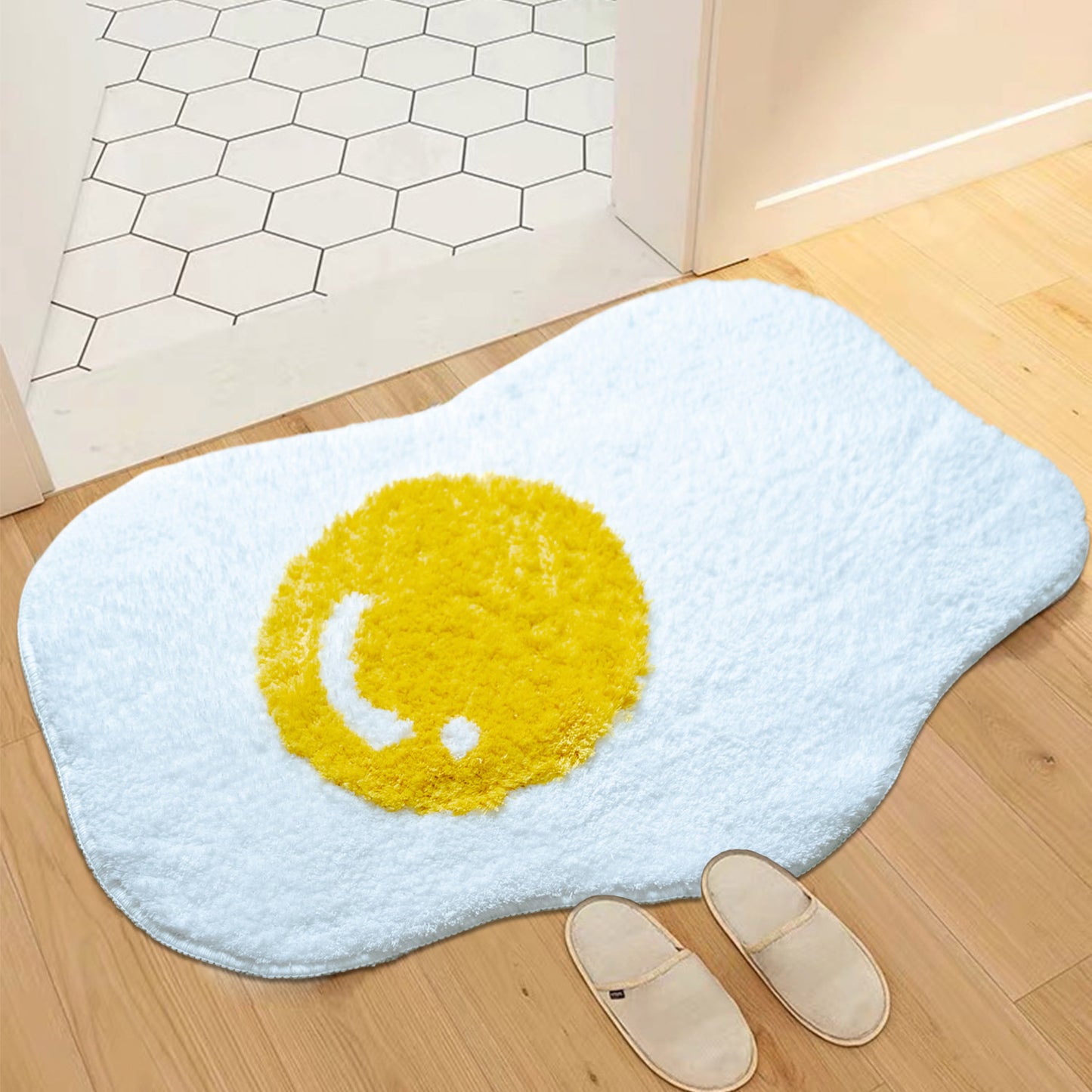 Feblilac Irregular Poached Egg Tufted Bath Mat