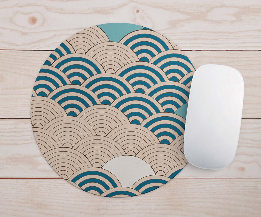 Feblilac Yellow and Blue Waves Mouse Pad - view 2
