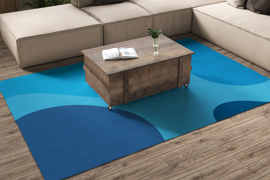 Feblilac Blue Wave Coast Handmade Tufted Acrylic Livingroom Carpet Area Rug - view 2