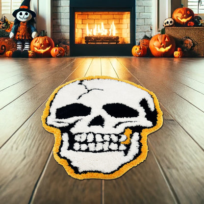 Feblilac Skull Tufted Bath Mat Funny Halloween Non-slip Bathroom Rug