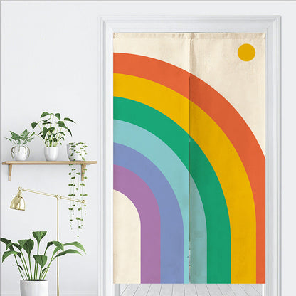 Feblilac Rainbow and Sun Door Curtain