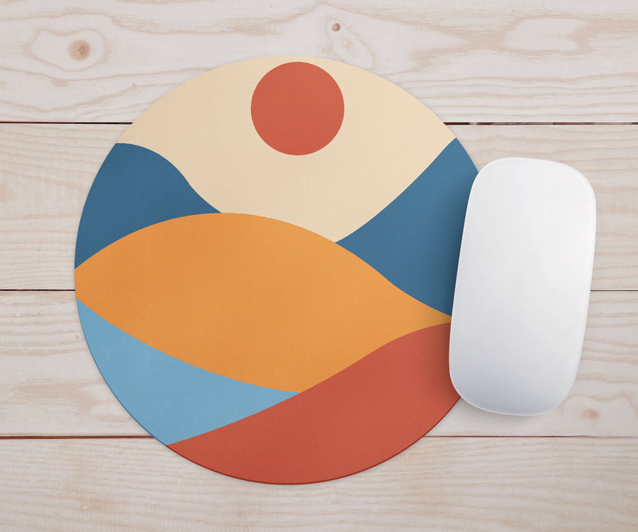 Feblilac Red Blue Sunset Mountains Mouse Pad - view 2