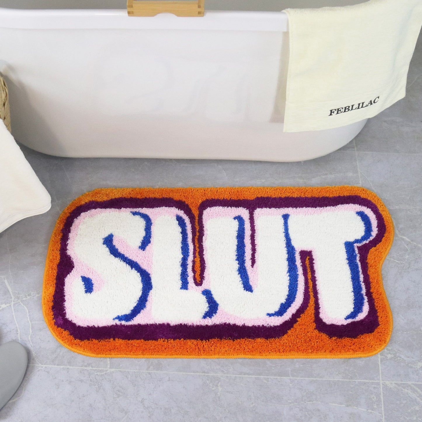 Feblilac Letter SLUT Tufted Bath Mat