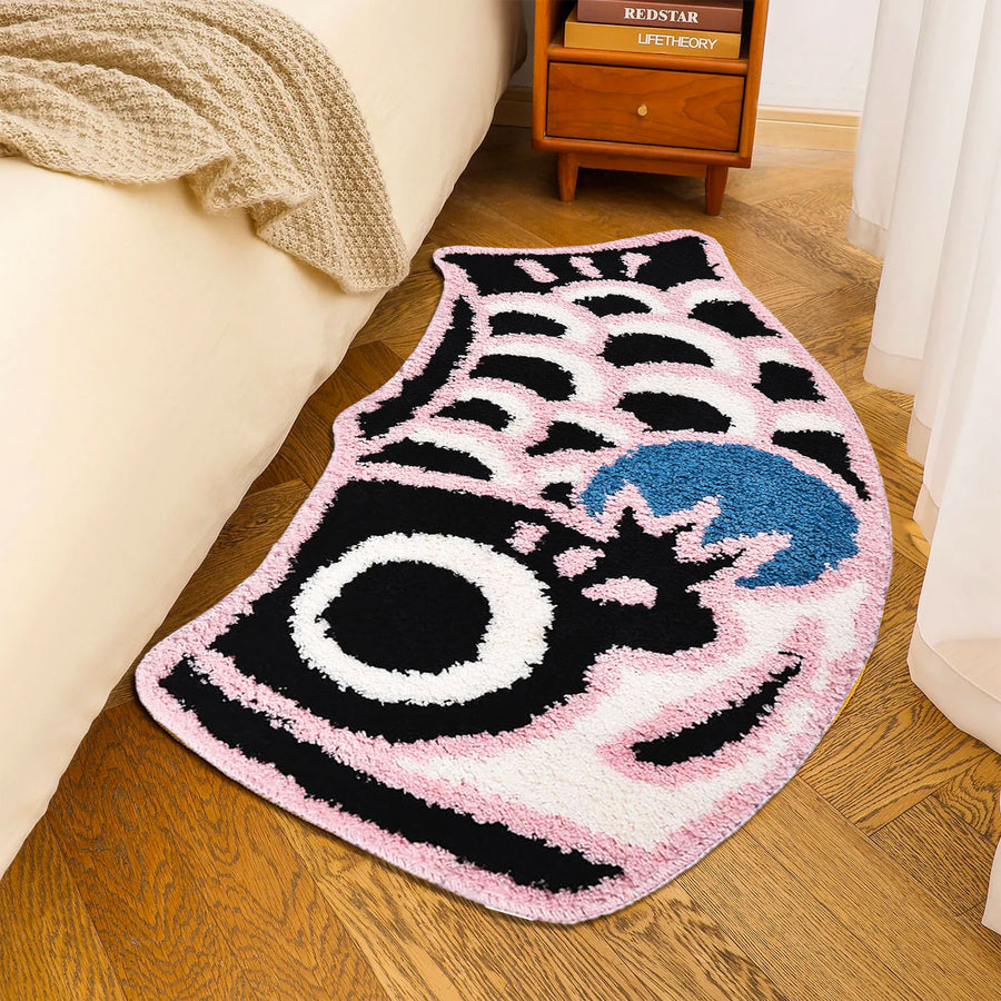 Feblilac Cute Black and Pink Koi Fish Long Runner Mat, Extra Big Bedroom Mat - view 2