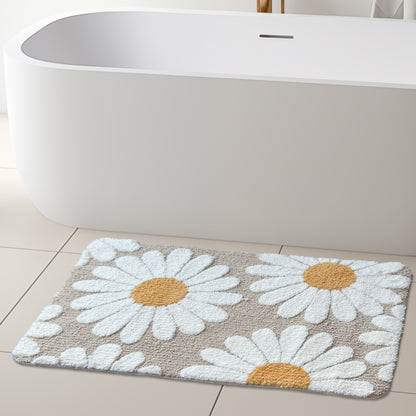 Feblilac Camel Daisy Tufted Bath Mat