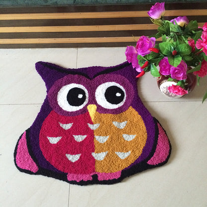 Feblilac Animal Owl Tufted Bath Mat