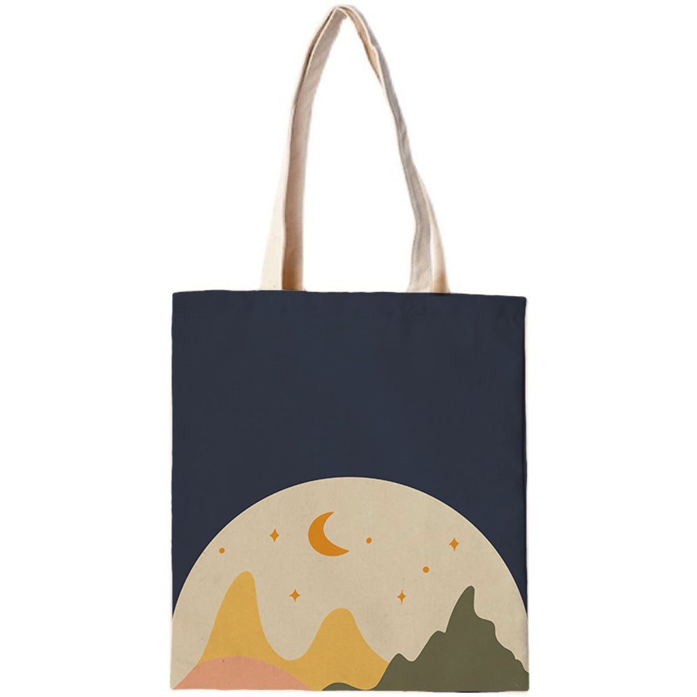 Feblilac Brown Background Moon Mountains Canvas Tote Bag