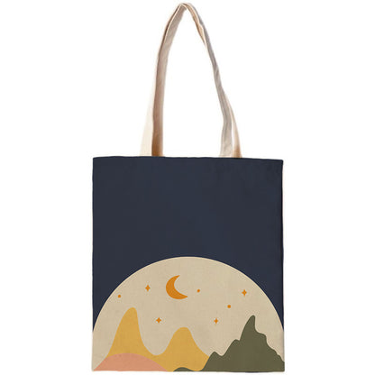 Feblilac Brown Background Moon Mountains Canvas Tote Bag